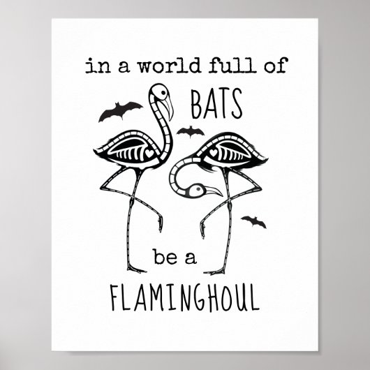 Flaminghoul Flamingo Bats Skeleton Halloween Poster (Voorkant)