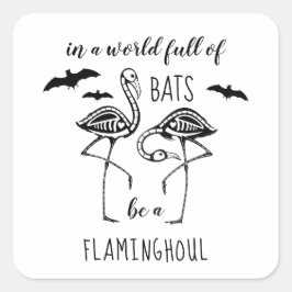 Flaminghoul Skeleton Flamingo Halloween Vierkante Sticker