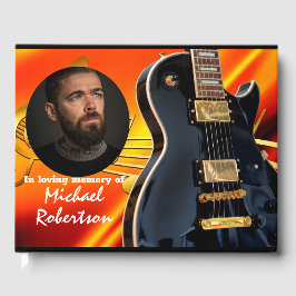 Flamingkleuren en elektrogitaarmonument gastenboek