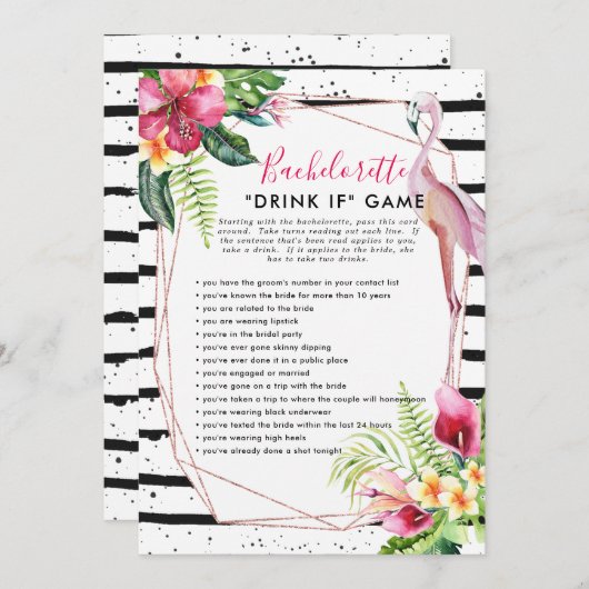 Flamingle Bachelorette Party Game | Drink Indien Kaart (Voorkant / Achterkant)