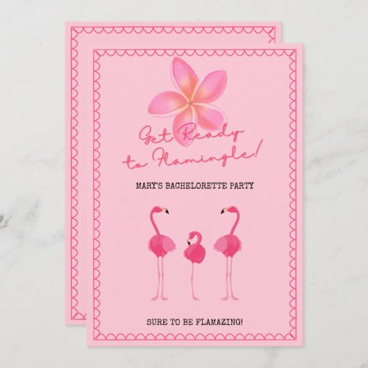 Flamingle Bachelorette Party Uitnodiging (Voorkant / Achterkant)