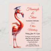 Flamingle & Celebrate! Flamingo Graduation Party Kaart (Voorkant / Achterkant)