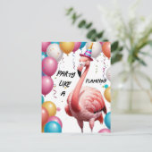Flamingle & Feast – Grappige Flamingo Verjaardagsv Briefkaart (Staand voorkant)