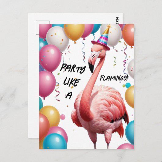 Flamingle & Feast – Grappige Flamingo Verjaardagsv Briefkaart (Voorkant / Achterkant)