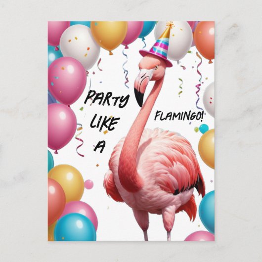 Flamingle & Feast – Grappige Flamingo Verjaardagsv Briefkaart (Voorkant)