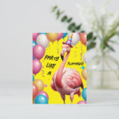Flamingle & Feest – Grappige Flamingo Verjaardagsv Briefkaart (Staand voorkant)