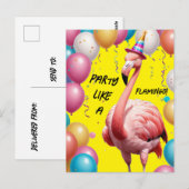 Flamingle & Feest – Grappige Flamingo Verjaardagsv Briefkaart (Voorkant / Achterkant)