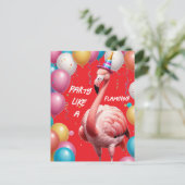 Flamingle & Feest – Grappige Flamingo Verjaardagsv Briefkaart (Staand voorkant)