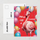 Flamingle & Feest – Grappige Flamingo Verjaardagsv Briefkaart (Voorkant / Achterkant)