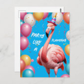 Flamingle & Feest – Grappige Flamingo Verjaardagsv Briefkaart (Voorkant / Achterkant)