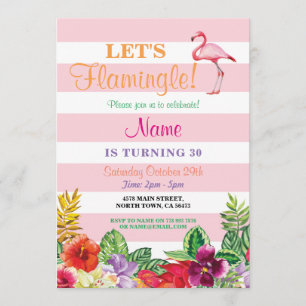 Flamingle Flamingo 30th Birthday Invite 21st Kaart