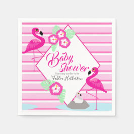 Flamingle flamingo baby shower roze afbeelding servet