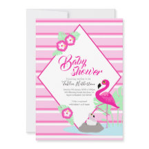 Flamingle flamingo baby shower roze uitnodigingen