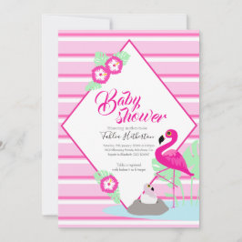 Flamingle flamingo baby shower roze uitnodigingen