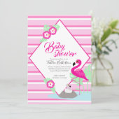 Flamingle flamingo baby shower roze uitnodigingen (Staand voorkant)
