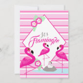 Flamingle flamingo baby shower roze uitnodigingen (Achterkant)