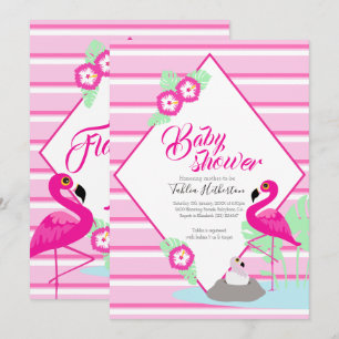Flamingle flamingo baby shower roze uitnodigingen