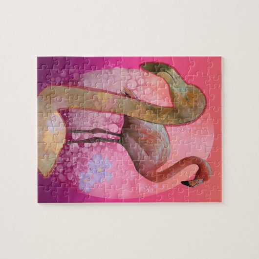 Flamingle Floral Flamingo Legpuzzel (Horizontaal)