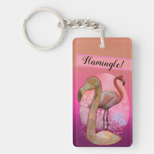 Flamingle Floral Flamingo Sleutelhanger (Voorkant)