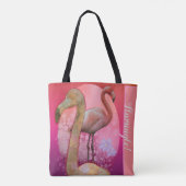 Flamingle Floral Flamingo Tote Bag (Achterkant)
