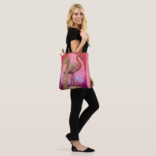 Flamingle Floral Flamingo Tote Bag (Op model)