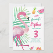 Flamingle Girl Flamingo Birthday Pool Party Kaart (Voorkant)
