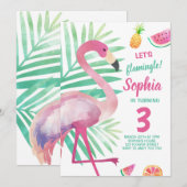Flamingle Girl Flamingo Birthday Pool Party Kaart (Voorkant / Achterkant)
