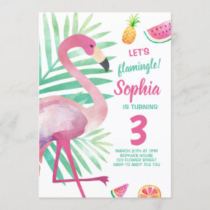 Flamingle Girl Flamingo Birthday Pool Party Kaart