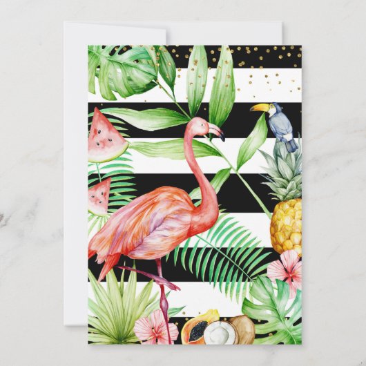 Flamingle Girl Verjaardagsfeestje Roze Flamingo Kaart (Achterkant)