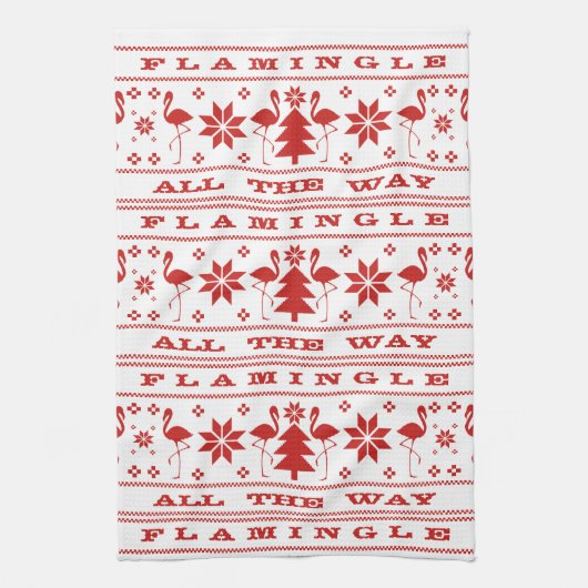 Flamingle helemaal naar de kerstkeuken Rood Theedoek (Verticaal)