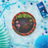 Flamingle & Jingle-Bord voor kerstfeestartikelen - Papieren Bordje (Feest)