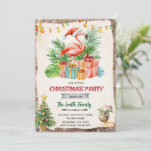 Flamingle Jingle Christmas in July Invitation Kaart (Staand voorkant)