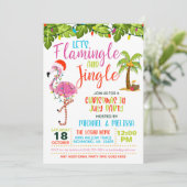 Flamingle & Jingle Kerst in juli uitnodiging (Staand voorkant)