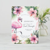 Flamingle Leuk Roze Tropische Bachelorette Routebe Kaart (Staand voorkant)