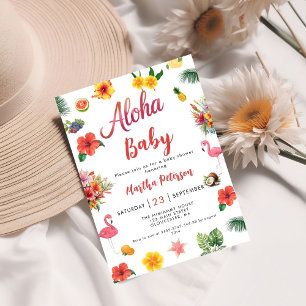 Flamingle Luau Floral Tropical Summer Baby shower Kaart
