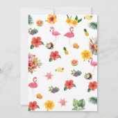 Flamingle Luau Floral Tropical Summer Birthday Inv Kaart (Achterkant)