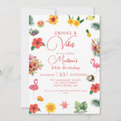 Flamingle Luau Floral Tropical Summer Birthday Kaart (Voorkant)