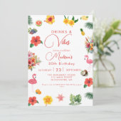 Flamingle Luau Floral Tropical Summer Birthday Kaart (Staand voorkant)