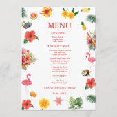 Flamingle Luau Floral Tropical Summer Birthday Menu (Voorkant)