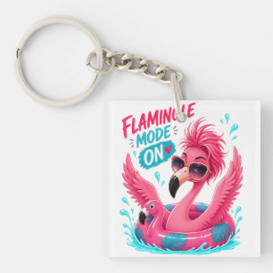 Flamingle Modus Aan Roze Flamingo Zwembad Drijver  Sleutelhanger