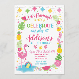 Flamingle Party Birthday Invitation Kaart