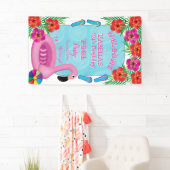 Flamingle Pink Floral 12th Birthday Pool Party Spandoek (Insitu)
