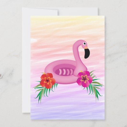 Flamingle Pink Floral 5e verjaardag Pool Party Kaart (Achterkant)