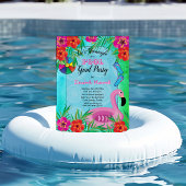 Flamingle Pink Floral Afstuderen Pool Party Kaart