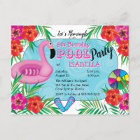 Flamingle Roze Bloemen 8e verjaardag Pool Party