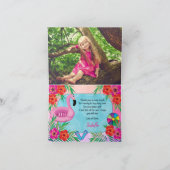 Flamingle Roze Bloemige Verjaardagsfeest Dankjewel Bedankkaart (Binnen)