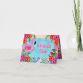 Flamingle Roze Bloemige Verjaardagsfeest Dankjewel Bedankkaart (Voorkant)