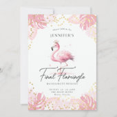 Flamingle Roze Tropisch Fun Bachelorette Routebesc Kaart (Voorkant)