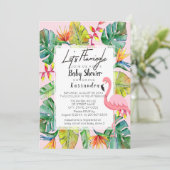 Flamingle Tropical Baby shower Invitation Kaart (Staand voorkant)