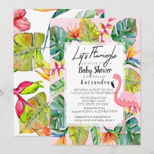 Flamingle Tropical Baby shower Invitation Kaart